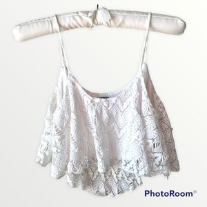 Tank Crop Swing Top White Lace Charlotte Russe Small